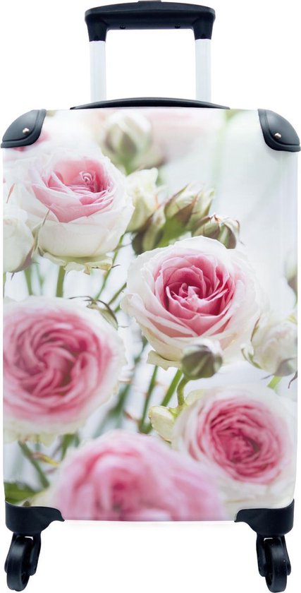 Valise - Gros plan de roses roses en fleurs - 35x55x20 cm - Bagage à main -  Trolley | bol.com