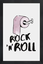 JUNIQE - Poster in houten lijst Rock 'n' Roll -40x60 /Roze & Wit