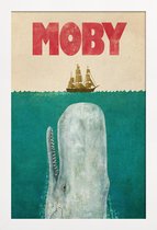 JUNIQE - Poster in houten lijst Moby -60x90 /Blauw & Rood