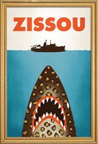 JUNIQE - Poster met houten lijst Zissou -40x60 /Blauw & Bruin