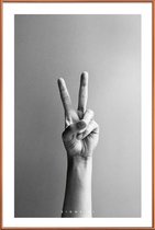 JUNIQE - Poster met kunststof lijst Signs  01 -30x45 /Grijs & Wit