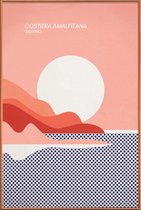 JUNIQE - Poster met kunststof lijst Amalfi Coast -30x45 /Blauw & Rood