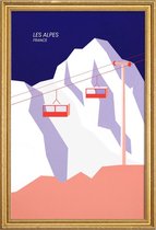 JUNIQE - Poster met houten lijst Les Alpes -13x18 /Blauw & Grijs