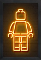 JUNIQE - Poster in houten lijst Neon Lego -20x30 /Oranje & Zwart