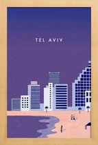 JUNIQE - Poster in houten lijst Tel Aviv - retro -20x30 /Paars