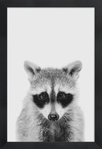 JUNIQE - Poster in houten lijst Raccoon Classic -20x30 /Wit & Zwart