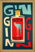 JUNIQE - Poster met houten lijst Gin Gin Gin -30x45 /Rood