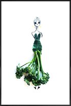 JUNIQE - Poster in kunststof lijst Broccoli - modeschets -30x45 /Groen