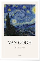 JUNIQE - Poster van Gogh - The Starry Night -20x30 /Blauw & Ivoor