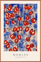 JUNIQE - Poster met kunststof lijst Rohlfs - Rosehips -13x18 /Blauw &