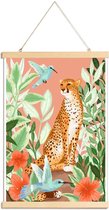 JUNIQE - Posterhanger Tropic Cheetah -40x60 /Groen & Oranje