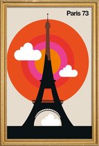 JUNIQE - Poster met houten lijst Vintage Parijs 73 -20x30 /Kleurrijk