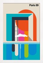 JUNIQE - Poster in houten lijst Vintage Parijs 89 -20x30 /Kleurrijk