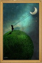 JUNIQE - Poster met houten lijst Chasing The Moon -40x60 /Grijs &