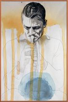 JUNIQE - Poster met kunststof lijst Chet Baker -13x18 /Geel & Grijs