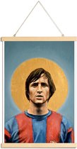 JUNIQE - Posterhanger Football Icon - Johan Cruyff -40x60 /Blauw &