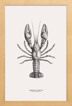 JUNIQE - Poster in houten lijst American Lobster -40x60 /Grijs & Ivoor