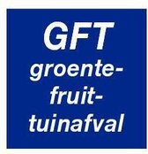 GFT sticker, blauw wit 150 x 150 mm