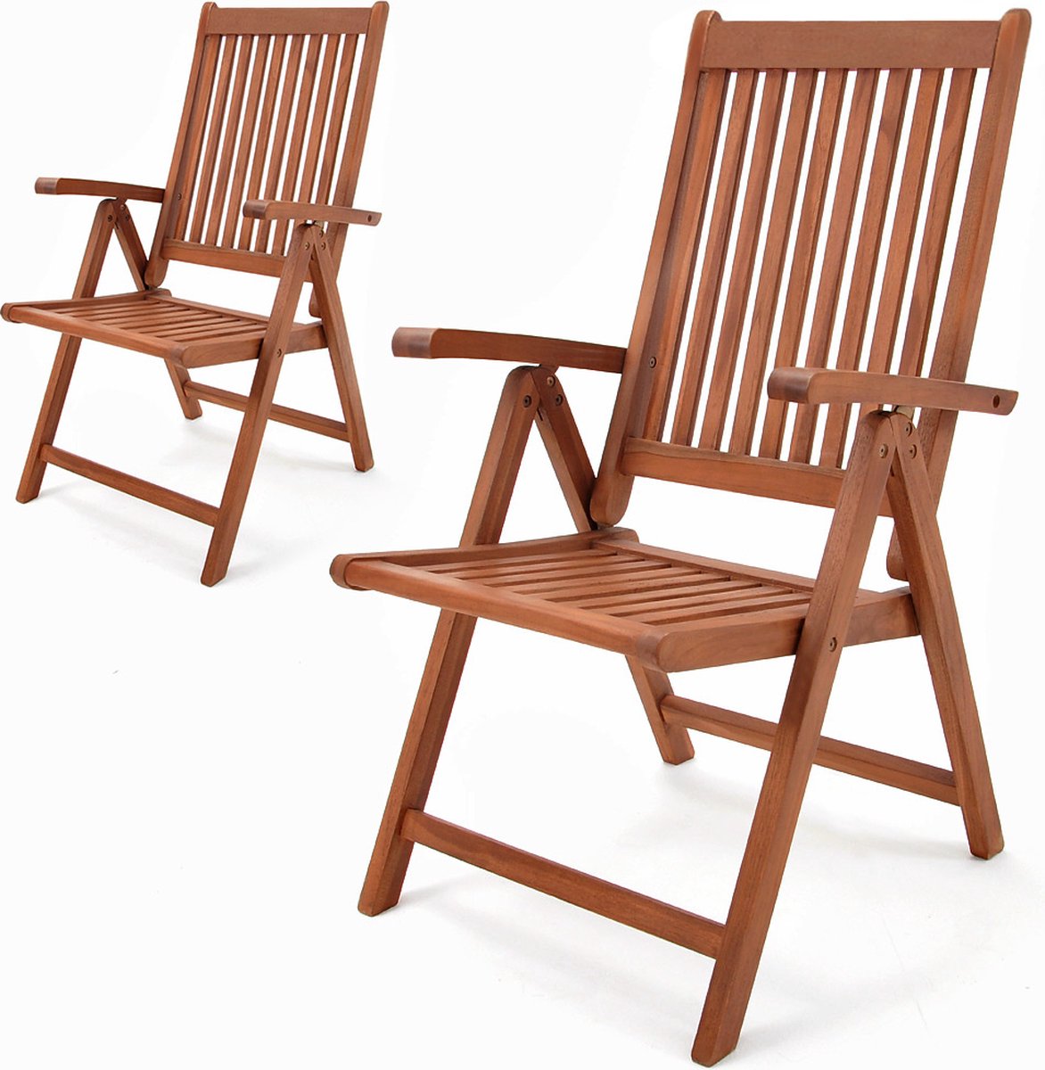 Casaria Tuinstoelen Vanamo – Set van 2 – Verstelbaar – FSC Eucalyptus
