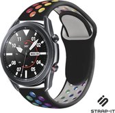 Strap-it Siliconen sport bandje - geschikt voor Samsung Galaxy Watch 3 45mm / Galaxy Watch 1 46mm / Gear S3 Classic & Frontier - zwart/kleurrijk