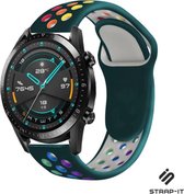 Siliconen Smartwatch bandje - Geschikt voor  Huawei Watch GT sport band - kleurrijk dennengroen - 42mm - Strap-it Horlogeband / Polsband / Armband