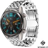 Stalen Smartwatch bandje - Geschikt voor Huawei Watch GT stalen draak band - zilver - Strap-it Horlogeband / Polsband / Armband - 46mm