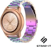 Stalen Smartwatch bandje - Geschikt voor  Samsung Galaxy Watch stalen band 41mm / 42mm - regenboog - Strap-it Horlogeband / Polsband / Armband