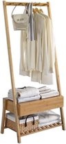 Decopatent® Stevig staand bamboe garderoberek - Kapstok Lade & Legplank voor schoenen - bamboe houten kledingrek met schoenenrek