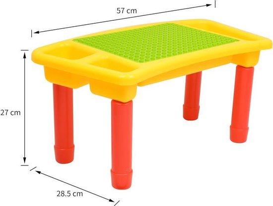 Decopatent Kindertafel Bouwtafel Met Duplo Plaat – Omkeerbaar Blad + 90 Bouwstenen