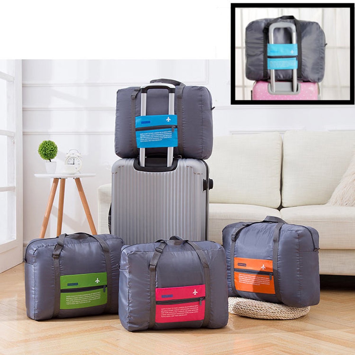 Decopatent® Reistas Flightbag - Handbagage koffer reis tas - Travelbag - Organizer Opvouwbaar - Tas voor aan je koffer - Blauw