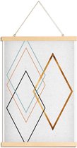JUNIQE - Posterhanger Diamond -40x60 /Blauw & Bruin