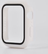 Apple Watch 44MM Full Cover Hoesje + Screenprotector - Kunststof - TPU - Apple Watch Case - Wit