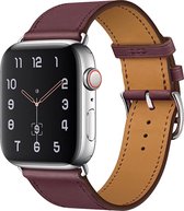 Apple Watch 42/44MM Leren Bandje - Leer - Horloge Bandje - Polsband - Kunstleer - Apple Watch 1 / 2 / 3 / 4 / 5 / 6 / SE - Donkerpaars
