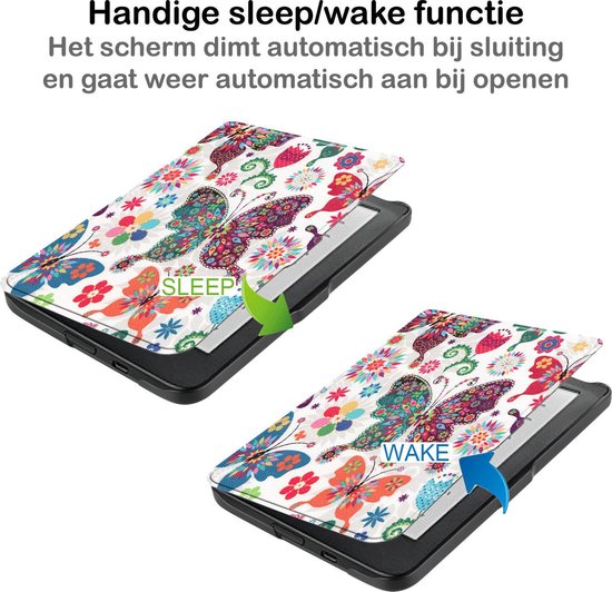 Hoesje Geschikt voor Kobo Clara HD Hoesje Luxe Bescherm Case - Hoes Geschikt voor Kobo Clara HD Hoes Book Cover - Vlinders van Hoesje  — afbeelding 2