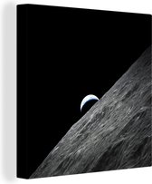 Canvas Schilderij Aarde - Maan - Ruimte - 20x20 cm - Wanddecoratie