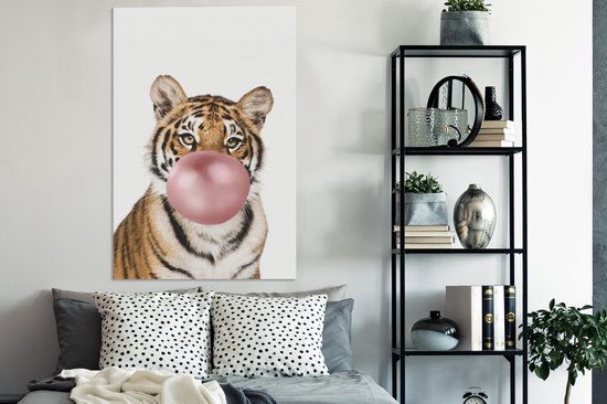 Peintures sur toile - Tigre - Animaux - Chewing-gum - 90x140 cm - Décoration murale