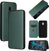 Voor Nokia C1 Plus Koolstofvezel Textuur Magnetische Horizontale Flip TPU + PC + PU Lederen Case met Kaartsleuf (Groen)