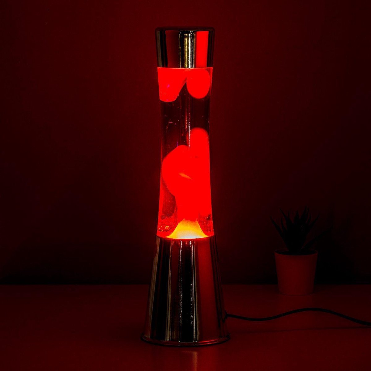 Fisura Lavalamp Chroom rode lava paarse vloeistof