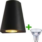 Lybardo buitenlamp / wandlamp Toulouse Zwart + Philips GU10 LED lamp 3.5W - 2700K Warm Wit