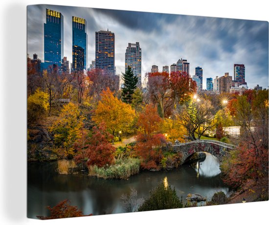 Central Park New York avec un ciel nuageux 30x20 cm - petit - Tirage photo sur toile (Décoration murale salon / chambre)