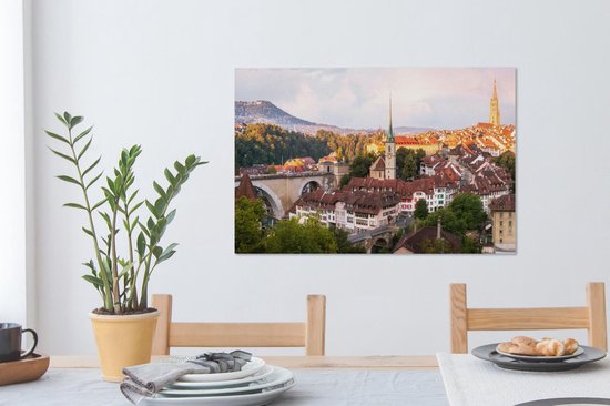 Rayons de soleil sur la ville de Berne 90x60 cm - Tirage photo sur toile (Décoration murale salon / chambre) / Villes européennes Peintures sur toile