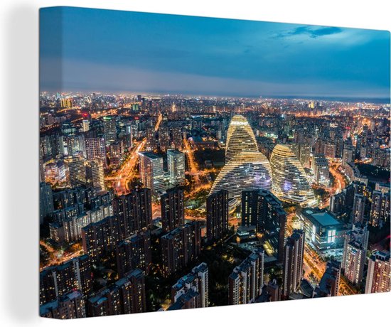 Canvas Schilderij Luchtfoto van de miljoenenstad Beijing - Wanddecoratie