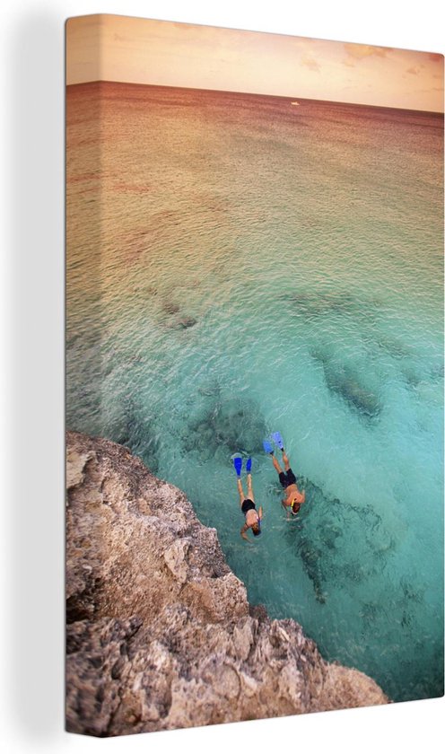 Peintures sur Toile - Snorkeling à Curaçao - 120x180 cm - Décoration murale XXL /
