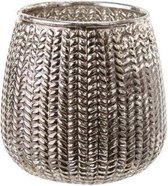 TheeLichthouder Glas Rond Conisch - Waxinelichthouder - Knitted Champagne - ø10,5cm