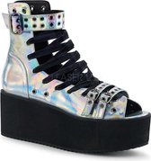 Demonia Sandaal -36 Shoes- GRIP-105 US 6 Chroomkleurig/Zwart