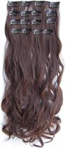 Clip in hairextensions 7 set wavy bruin / rood - M2/33
