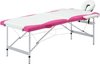 Medina Massagetafel inklapbaar 2 zones aluminium wit en roze