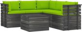 Medina 6-delige Loungeset met kussens pallet massief grenenhout