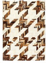 Medina Vloerkleed patchwork 120x170 cm echt harig leer bruin/wit