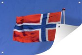 Tuinposters buiten Noorse vlag in de blauwe lucht - 90x60 cm - Tuindoek - Buitenposter